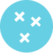 blue circle with white X marks