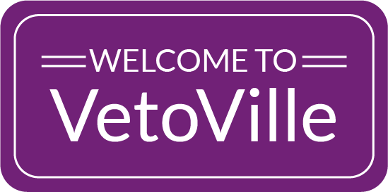A sign reading 'Welcome to VetoVille'